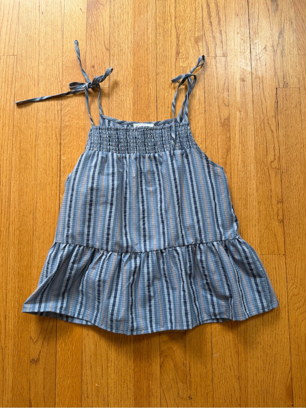Blu Pepper Blue and White Gingham Tie-Shoulder Top